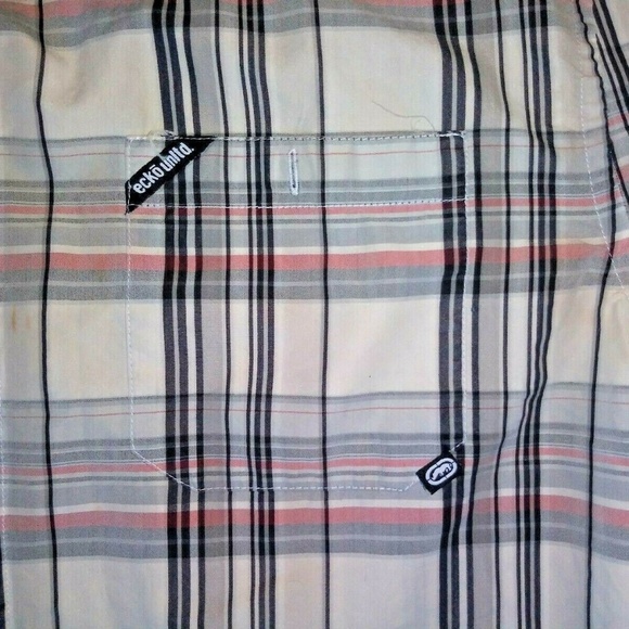Men's Ecko Unltd. shirt plaid button down Sz M short sleeve polycotton - Picture 4 of 7